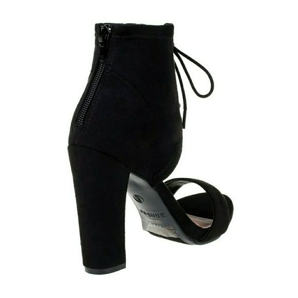 Black Corset Strap Block Heel - Picture 7 of 7